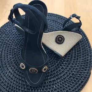 NEW Black ANN MARINO Sz 8 1/2 WEDGE